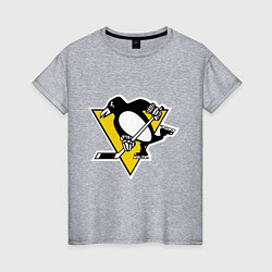 Футболка хлопковая женская Pittsburgh Penguins, цвет: меланж