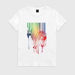 Футболка хлопковая женская Color zebra, цвет: белый