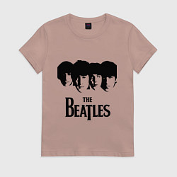 Футболка хлопковая женская The Beatles: Faces, цвет: пыльно-розовый