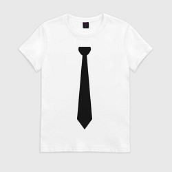 Футболка хлопковая женская Галстук, цвет: белый