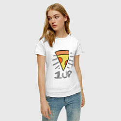 Футболка хлопковая женская Pizza Life 1UP, цвет: белый — фото 2