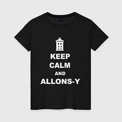 Футболка хлопковая женская Keep Calm & Allons-Y, цвет: черный