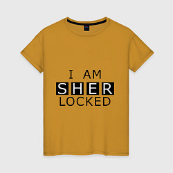 Футболка хлопковая женская I am Sherlocked, цвет: горчичный