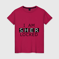 Футболка хлопковая женская I am Sherlocked, цвет: маджента
