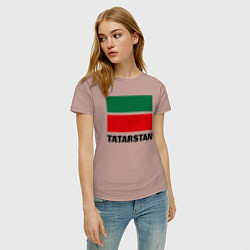 Футболка хлопковая женская Флаг Татарстана, цвет: пыльно-розовый — фото 2