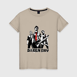 Футболка хлопковая женская Группа Green Day, цвет: миндальный