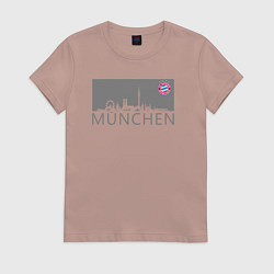 Футболка хлопковая женская Bayern Munchen - Munchen City grey 2022, цвет: пыльно-розовый