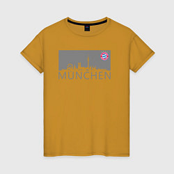 Футболка хлопковая женская Bayern Munchen - Munchen City grey 2022, цвет: горчичный