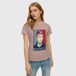 Футболка хлопковая женская Bowie Poster, цвет: пыльно-розовый — фото 2