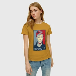 Футболка хлопковая женская Bowie Poster, цвет: горчичный — фото 2