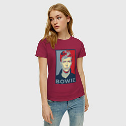 Футболка хлопковая женская Bowie Poster, цвет: маджента — фото 2