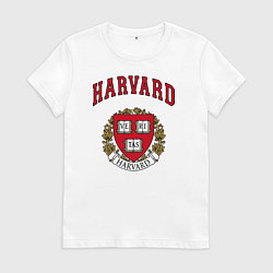 Футболка хлопковая женская Harvard university, цвет: белый