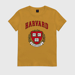 Футболка хлопковая женская Harvard university, цвет: горчичный