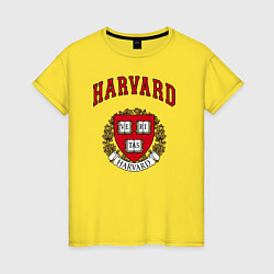 Футболка хлопковая женская Harvard university, цвет: желтый