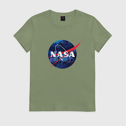 Футболка хлопковая женская NASA: Cosmic Logo, цвет: авокадо