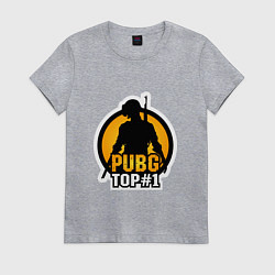 Футболка хлопковая женская PUBG Top 1, цвет: меланж