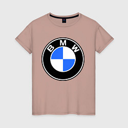 Футболка хлопковая женская Logo BMW, цвет: пыльно-розовый
