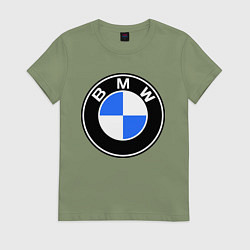 Футболка хлопковая женская Logo BMW, цвет: авокадо
