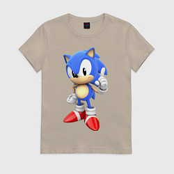 Футболка хлопковая женская Classic Sonic, цвет: миндальный