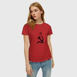Футболка хлопковая женская СССР: Серп и молот, цвет: красный — фото 2
