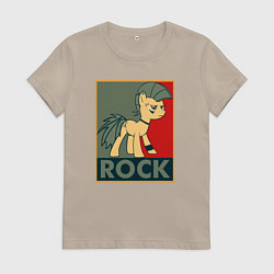 Футболка хлопковая женская Rock Pony, цвет: миндальный