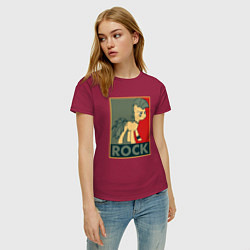 Футболка хлопковая женская Rock Pony, цвет: маджента — фото 2