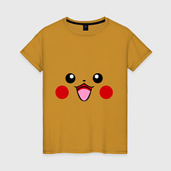 Футболка хлопковая женская Happy Pikachu, цвет: горчичный