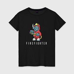 Футболка хлопковая женская Firefighter, цвет: черный