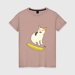 Женская футболка Cat no banana meme