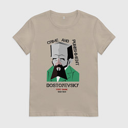 Футболка хлопковая женская Dostoevsky Crime, цвет: миндальный