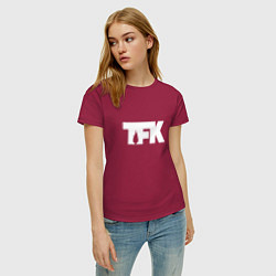 Футболка хлопковая женская TFK: White Logo, цвет: маджента — фото 2