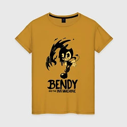 Футболка хлопковая женская Bendy And the ink machine, цвет: горчичный