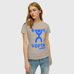 Футболка хлопковая женская Yopta Sport, цвет: миндальный — фото 2