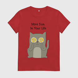 Футболка хлопковая женская More Sun In Your Life, цвет: красный