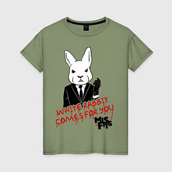Футболка хлопковая женская Misfits: White rabbit, цвет: авокадо