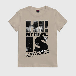 Футболка хлопковая женская My name is slim shady, цвет: миндальный