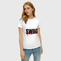 Футболка хлопковая женская SWAG Fuck, цвет: белый — фото 2