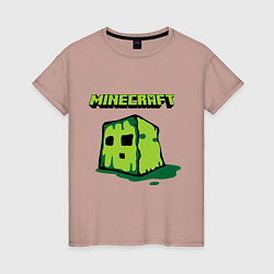 Футболка хлопковая женская Minecraft Creeper, цвет: пыльно-розовый