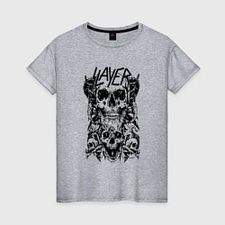 Футболка хлопковая женская Slayer Skulls, цвет: меланж