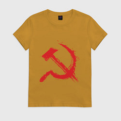 Футболка хлопковая женская Cерп и молот, цвет: горчичный