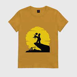 Футболка хлопковая женская Homer & Bart, цвет: горчичный