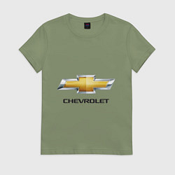 Футболка хлопковая женская Chevrolet логотип, цвет: авокадо