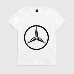 Футболка хлопковая женская Mercedes-Benz logo, цвет: белый