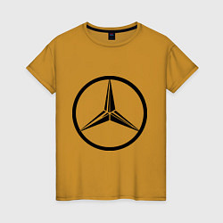 Футболка хлопковая женская Mercedes-Benz logo, цвет: горчичный