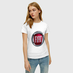 Футболка хлопковая женская FIAT logo, цвет: белый — фото 2