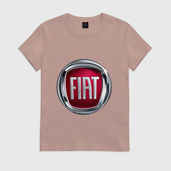 Футболка хлопковая женская FIAT logo, цвет: пыльно-розовый
