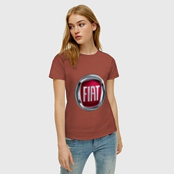 Футболка хлопковая женская FIAT logo, цвет: кирпичный — фото 2