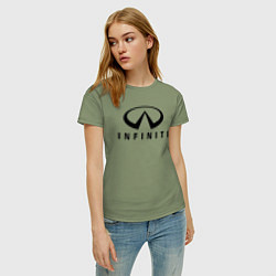 Футболка хлопковая женская Infiniti logo, цвет: авокадо — фото 2