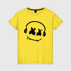 Футболка хлопковая женская Marshmello Music, цвет: желтый