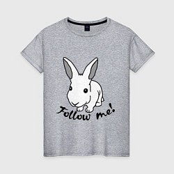 Футболка хлопковая женская Rabbit: follow me, цвет: меланж